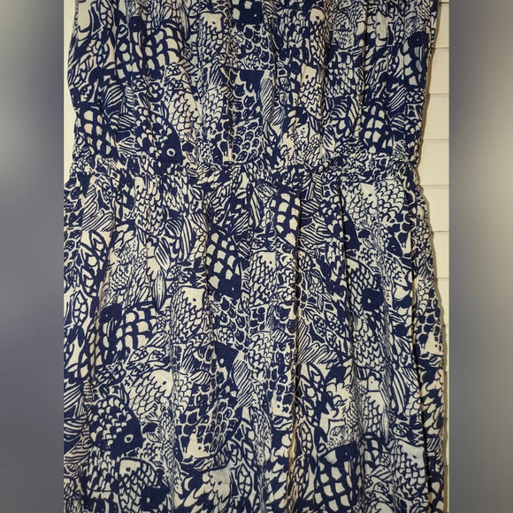 Lilly Pulitzer for Target Blue and White Strapless Jumpsuit. Size L. EUC - Picture 6 of 11